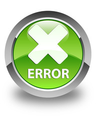 Error (cancel icon) glossy green round button