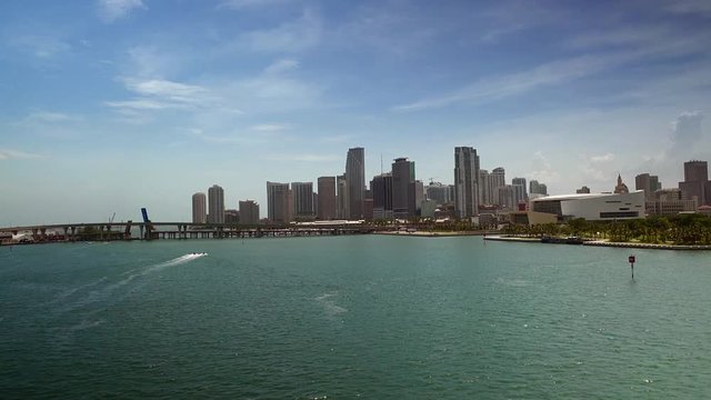 Downtown Miami, the marina with skyscrapers, Miami, Florida, USA, Sep 2016, camera movement