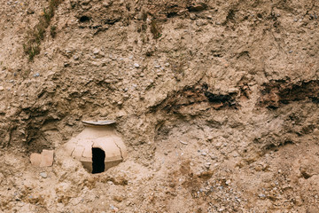 Mtskheta Georgia. Damaged Kvevri, Buried In Ground. Large Earthe