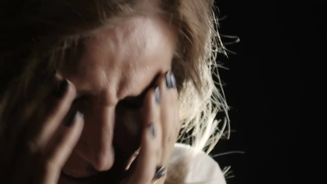 desperate crying blonde woman: desperation, loneliness