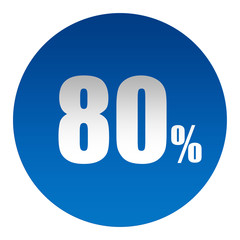 Ottonta per cento dentro cerchio blu isolato su sfondo bianco © oraziopuccio