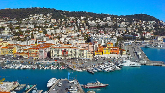 View of the harbour from the Castle Hill, Nice, France