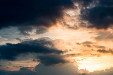 colorful dramatic sky with cloud at sunset