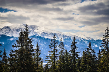 Fototapeta premium Winter mountains panorama of Zakopane, High Tatra Mountains, Poland