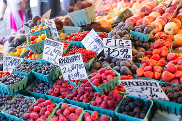 Farmers market variety of fruits