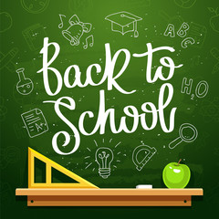 Quote "Back to school". Calligraphy.