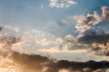 colorful dramatic sky with cloud at sunset
