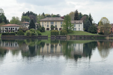 Fototapeta na wymiar Lake Maggiore Italy reflections