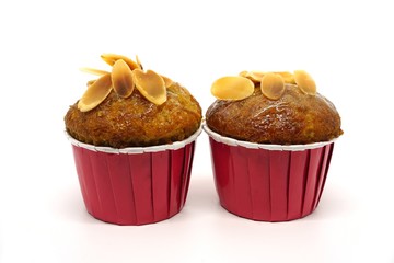 Banana cup cake with almond slice