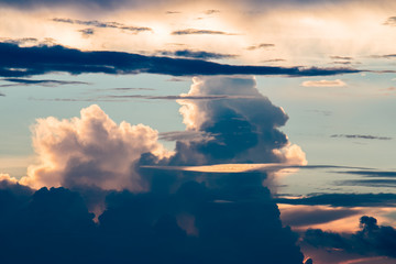 colorful dramatic sky with cloud at sunset