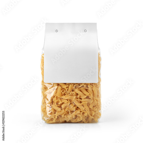 Download "Transparent plastic pasta bag with paper label isolated ...
