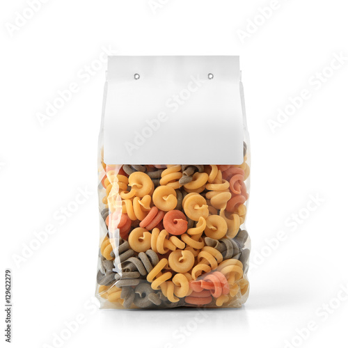 Download "Transparent plastic pasta bag with paper label isolated ...