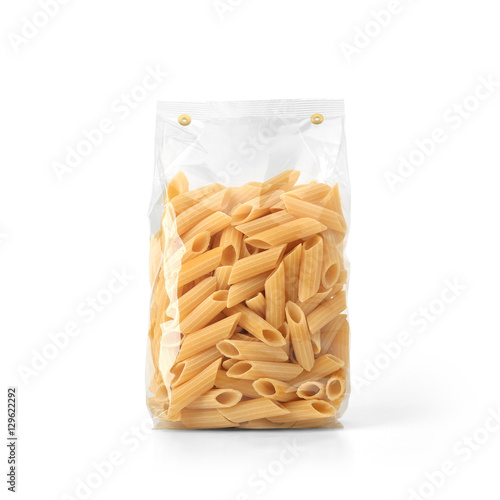 Download "Transparent plastic pasta bag isolated on white background. Packaging template mockup ...