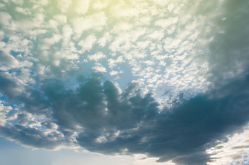 Majestic blue sky with beautiful clouds over Bremen, Germany