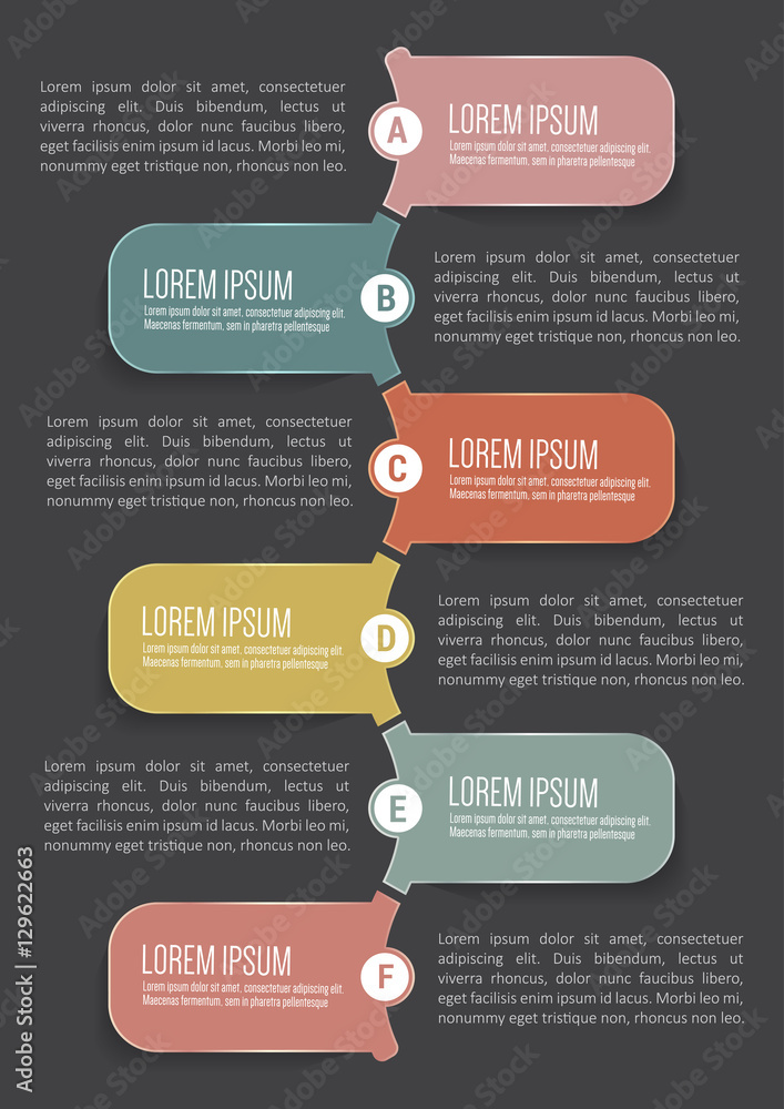 Poster clean vector infographic background with six steps