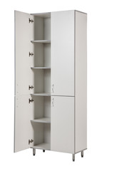 Medical cabinet with open doors on a white background
