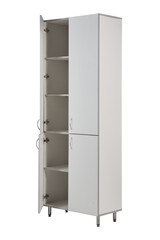Medical cabinet with open doors on a white background
