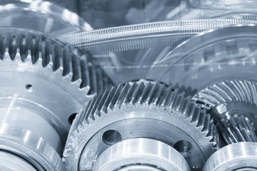 Abstract scene of the steel belt and pinion gear in the transmission