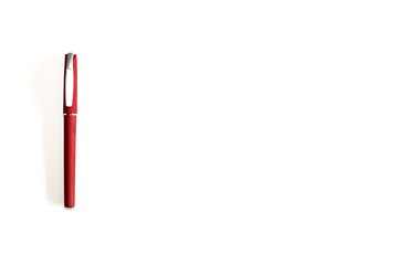Red pen Isolated on white, template ready for your design