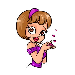 Beautiful girl heart romantic cartoon illustration isolated image character