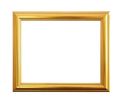Gold antique frame isolated on black background
