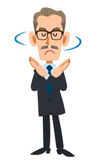 スーツを着た年配の男性が拒絶する