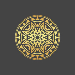 Abstract element for design, gold flower, star, mandala, decoration.