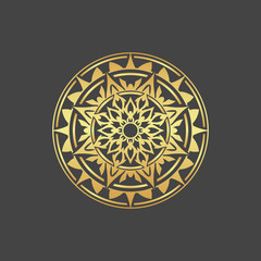 Abstract element for design, gold flower, star, mandala, decoration.