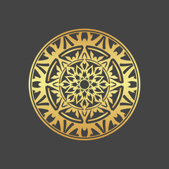 Abstract element for design, gold flower, star, mandala, decoration.