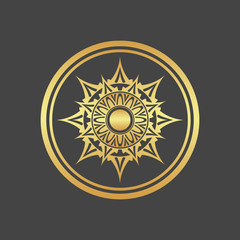 Abstract element for design, gold flower, star, mandala, decoration.