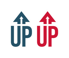 Red and Blue UP Arrow Logo Icon Symbol
