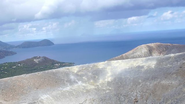 Vulcano, Eolie island in Sicily, Italy: Volcano Crater, steam, geology, rocks