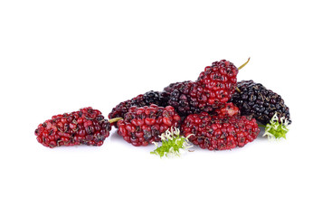 ripe mulberry fruit on white background