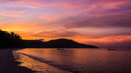 sea and  beach in twilight time 