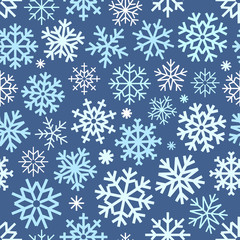 Different vector snowflakes seamless patter. Vector ice crystal