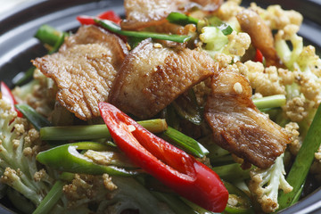 Chinese food griddle cooked cauliflower 