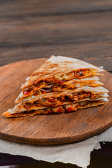 Quesadilla on a wooden table