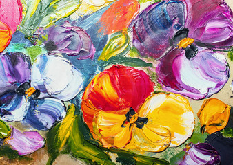 Fototapeta na wymiar texture oil painting flowers, painting vivid flowers,
