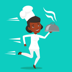 Running chef cook vector illustration.
