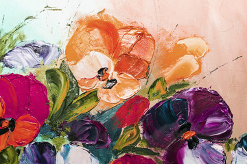 texture oil painting flowers, painting vivid flowers © kolyadzinskaya
