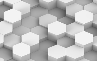 White And Grey Hexagon Background Texture. 3d render