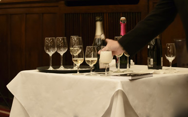 Sparkling Champagne tasting on elegant table formal celebration