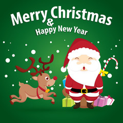 santa claus and snow theme, merry christmas and happy new year o