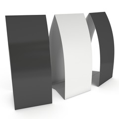 Two blank paper tent cards. 3d render illustration isolated. Table cards mock up on white background.