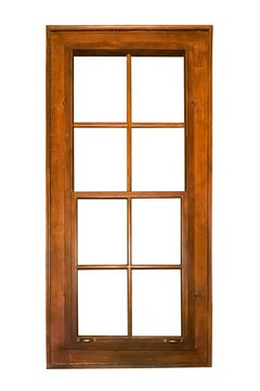 A single-hung sash window isolated on white background