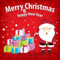 santa claus and snow theme, merry christmas and happy new year o