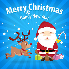 santa claus and snow theme, merry christmas and happy new year o
