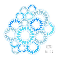 Abstract circle vector pattern, blue and white drops ornament