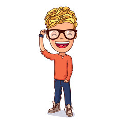 Kid with glasses. Vector illustration.