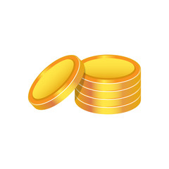 Gold coins. Stack of gold coins. Isolated on white background. Vector illustration.